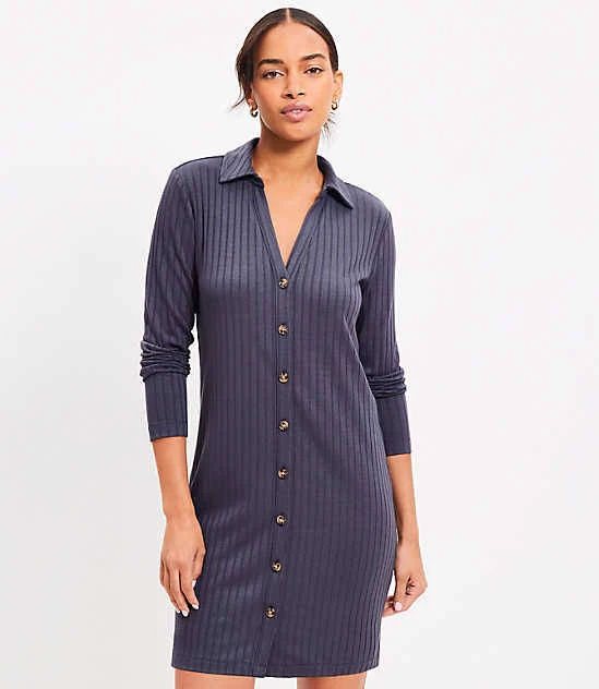 dress Women's Loft Ribbed Mini Shirtdress LOFT $32.99