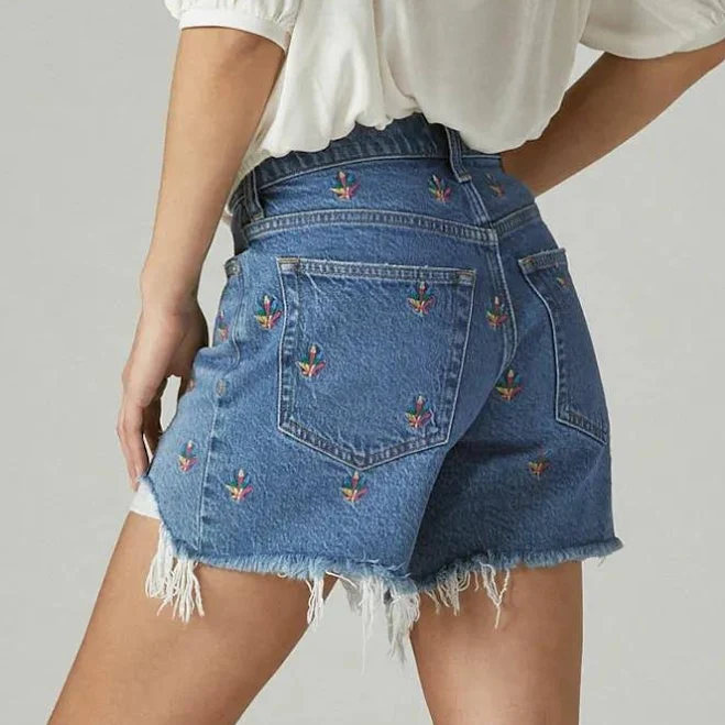 shorts Women's Lucky Brand Printed Destructed Shorts Lucky Brand $22.49