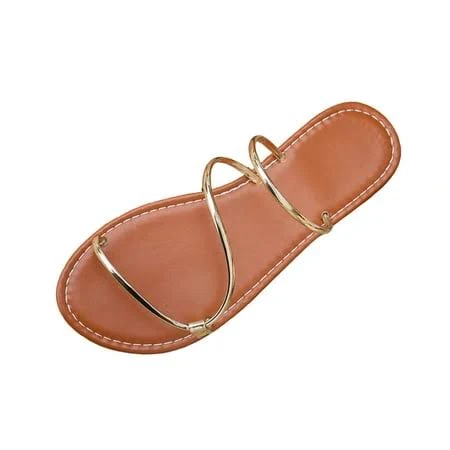 shoes Women's Metallic Strappy Flat Sandals Walmart - xizhi guo $22.99