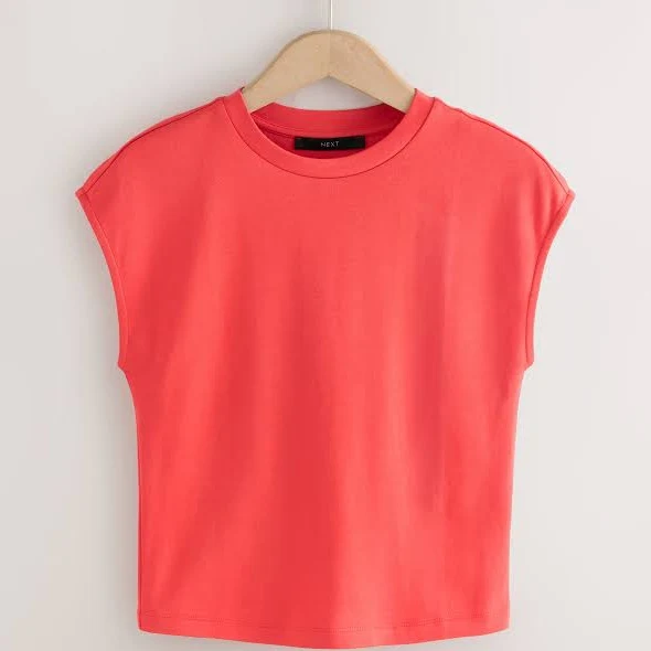 top Womens NEXT Cap Sleeve Fitted Crew Neck T-Shirt Regular Next USA $17