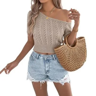 one shoulder top Women's One Shoulder Crochet Cable Knit Blouse Target $31.99