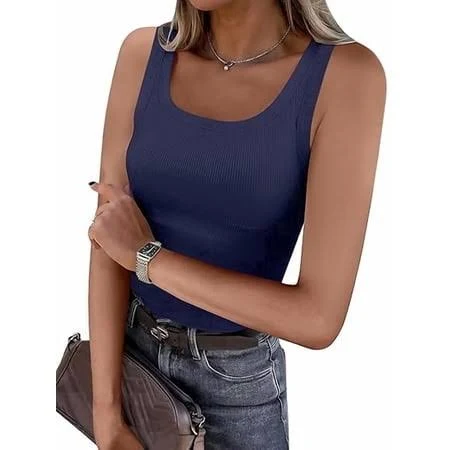 top Women's Ribbed Fitted Scoop Neck Tank Top Walmart - ANRABESS FASHION $13.34