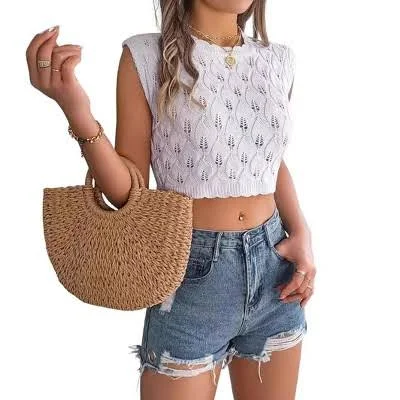 crop top Women's Ribbed Knit Crochet Sleeveless Cropped Tank Tops Target $24.99