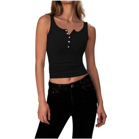 top Women's Ribbed Knit Slim Fitted Tank Top Walmart - Jewelreauty Fashions $11.69
