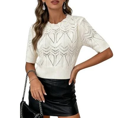 crop top Women's Short Sleeve Crochet Knit Crop Top with Scalloped Neckline for Casual and Dressy Summer Wear 2X Target $39.99