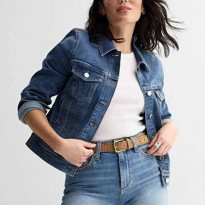 accessory Women's Sonoma Goods For Life Denim Jacket, Size: XL, Medium Wash Kohl's $37.49