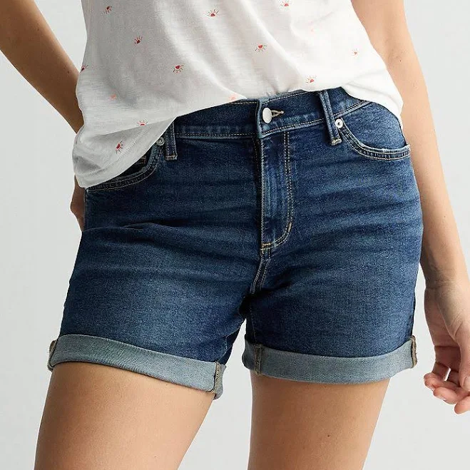 shorts Women's Sonoma Goods For Life Mid Rise Roll Cuff Shorts, Size: 14, Medium Blue Wash Kohl's $22.49