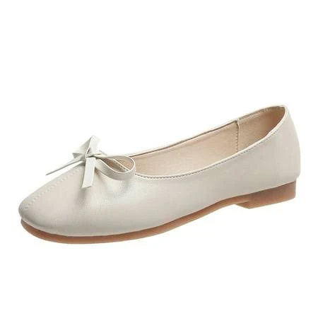 shoes Women's Square Toe Vegan Faux Leather Ballet Flats with Bow Walmart - SUNVIT Fashion $25.99