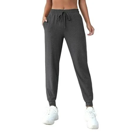bottoms Women's Tapered Elastic Waist Joggers with Pockets Walmart - Rosvigor $13.99