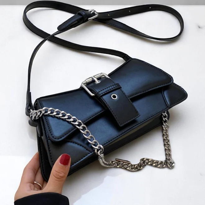 bag Women's Vegan Leather Crossbody Handbag with Chain Strap Etsy - Seller $144.9