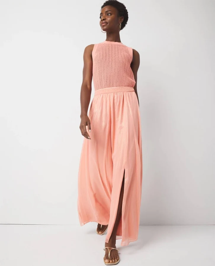 bottom Women's White House Black Market Chiffon A-Line Maxi Skirt in Pink White House Black Market $50.99