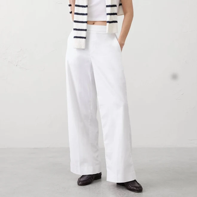 bottoms Women's Wide-Leg High-Rise Linen-Blend Pant Banana Republic Factory $60