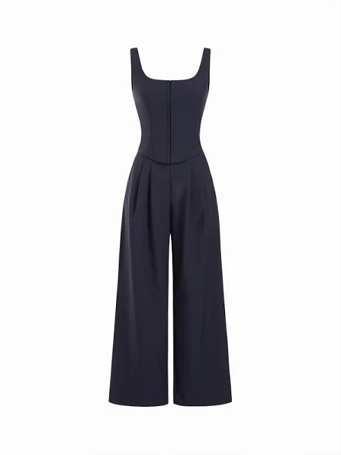 jumpsuit Woven Square Neck Wide Leg Jumpsuit Cider $47.9