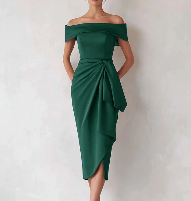 dress Zapaka Women's Off The Shoulder Ruched Sheath Mother of the Bride Dress Zapaka $135