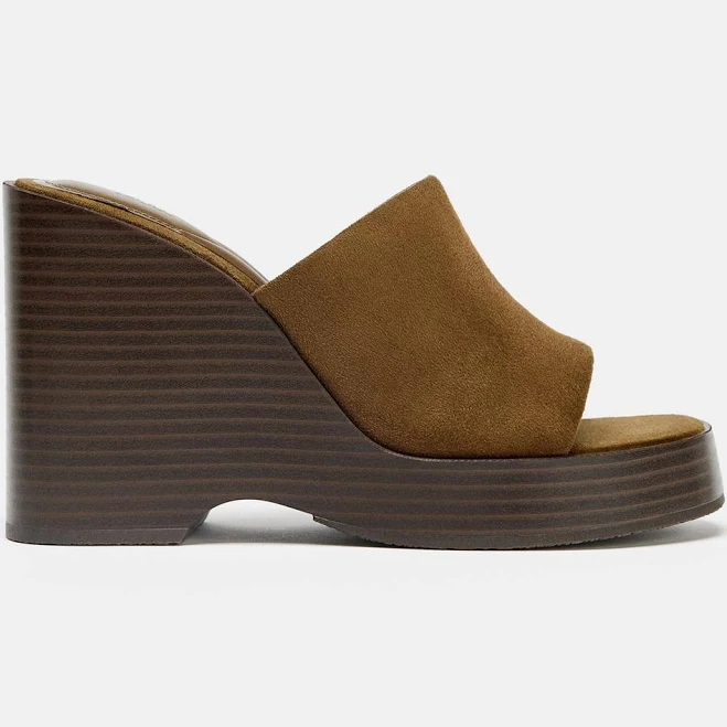 shoes Zara Platform Suede Wedge Sandals Zara USA $79.9