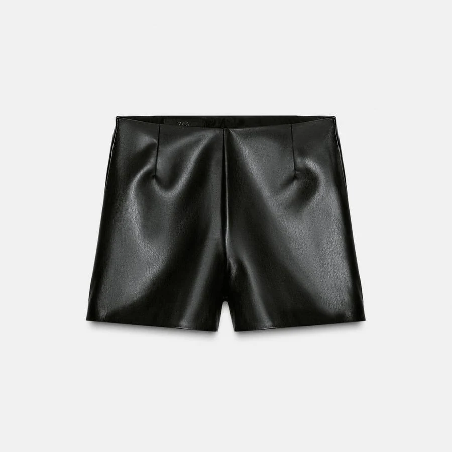 bottom Zara Women's Faux Leather High-Waisted Shorts Zara USA $39.9