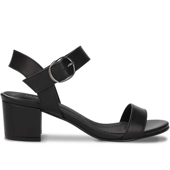 shoes Zinnia Black Vegan Heeled Sandals With Straps Urbankissed $83.64