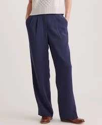 Stretch Crepe Pleated Wide Leg Pants