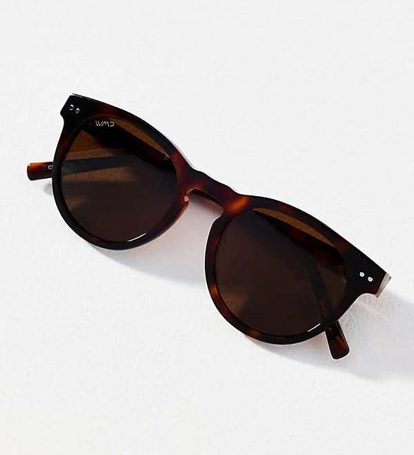 Tate Circle Tortoiseshell Sunglasses by WMP Eyewear in Brown at Anthropologie