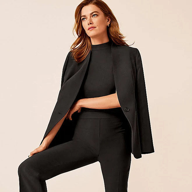 Ann Taylor Women's Long Collarless Fluid Crepe Blazer