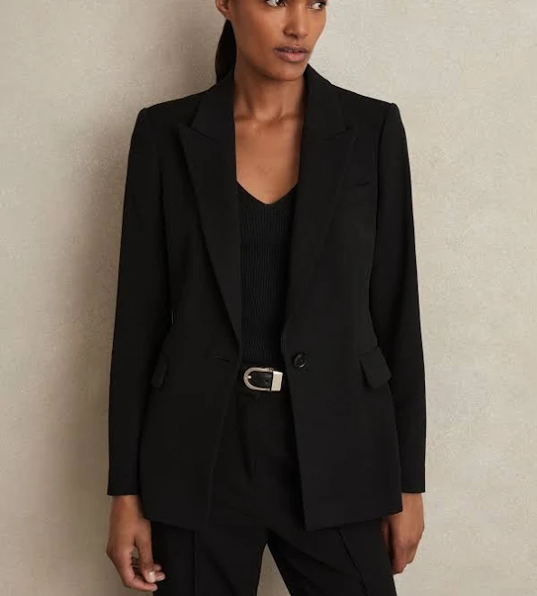Reiss - Black Tailored Single Breasted Suit Blazer, 10