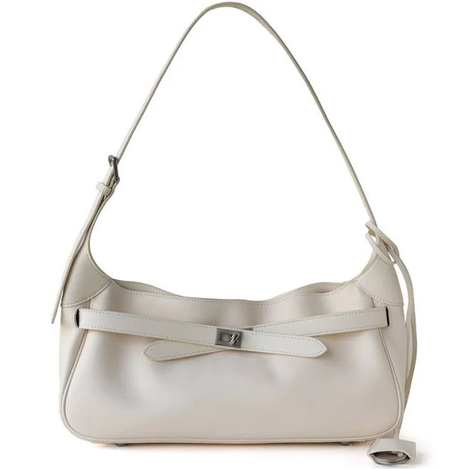 Women's Soft Leather Shoulder Bag with Silver Buckle