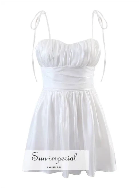 Sun-imperial Women's A-Line Ruched Bodice Pleated Mini Dress