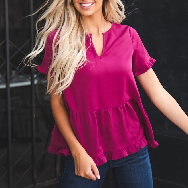V-Cut Ruffle Peplum