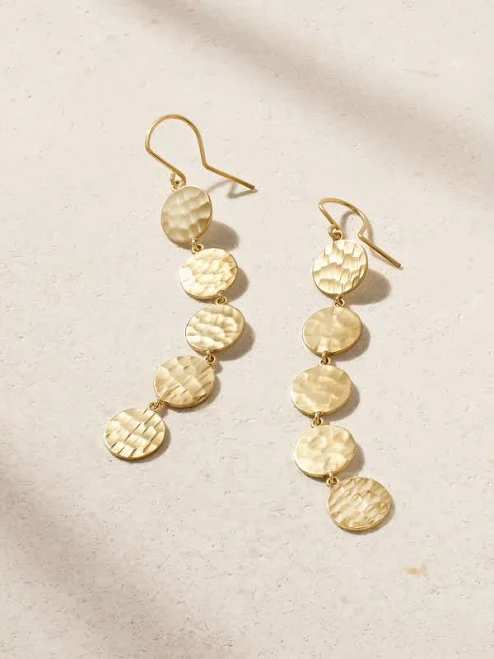 Hammered Disc Earrings in Yellow Gold