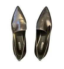 GUESS Metallic Pewter Pointed Toe Loafer Flats
