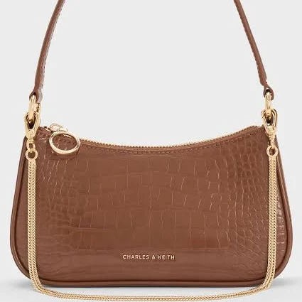Charles & Keith Elspeth Croc-effect Chain-Link Shoulder Bag