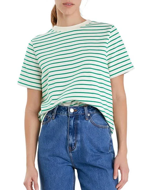 English Factory Striped Cotton Jersey Short Sleeve T-Shirt