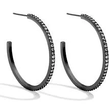 Pave Hoops - Medium Gunmetal