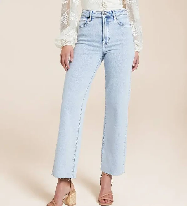 HIDDEN Women's Ella Cropped Straight Stretch Jean in Light/Blue | Size: 32/26 | Buckle