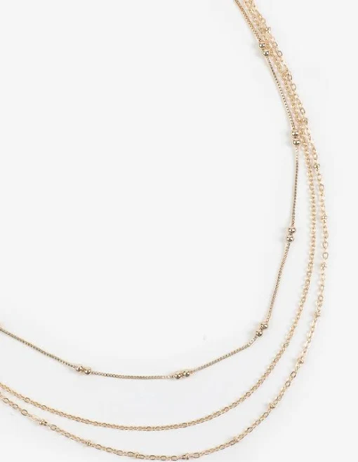 maurices Women's Dainty Triple Layered Gold Necklace