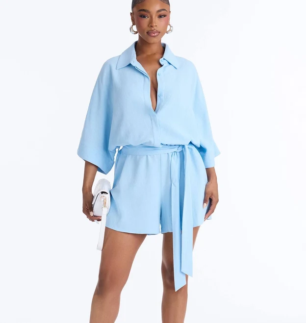 Fashion Nova Charlotte Linen Romper