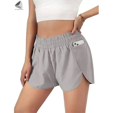 Pullimore Women's High-Waisted Dolphin Shorts with Zipper Pockets