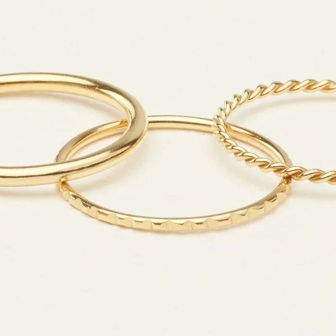 Caitlyn Minimalist Dainty 18K Gold Stacking Rings Set