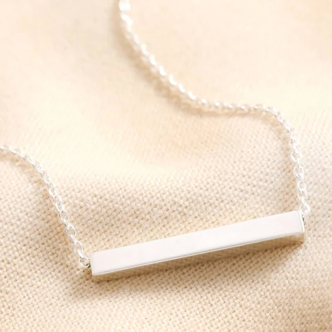 Lisa Angel Sterling Silver Dainty Horizontal Bar Necklace