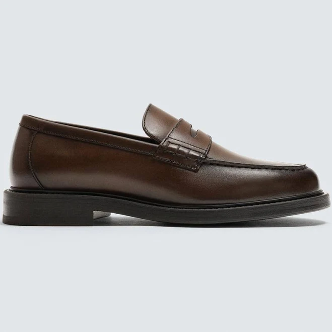 Zara Men's Leather Penny Loafers