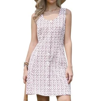 Inspire Chic Women's Casual Sleeveless A-Line Floral Mini Dress