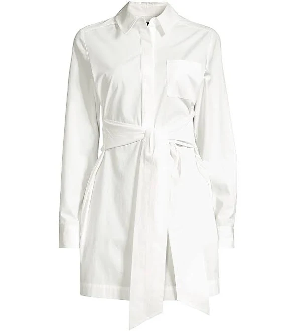 Toccin Women's Cotton Poplin Tie-Front Shirtdress