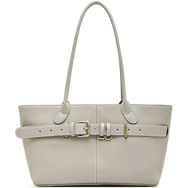 Ethereal Ash Genuine Leather Belted Tote Bag