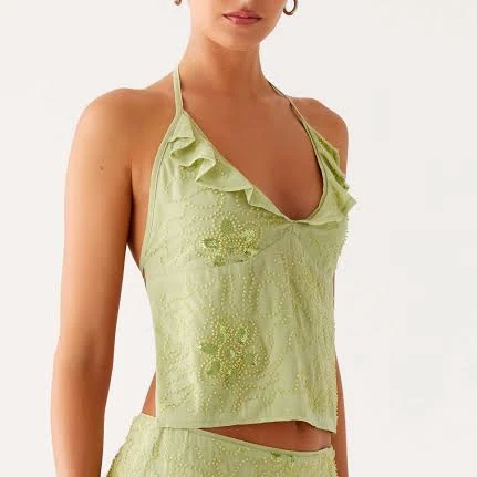 Savoir Beaded Halter Top