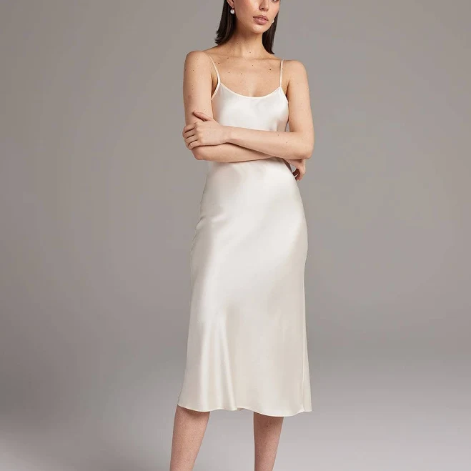 Silk Charmeuse Midi Slip Dress