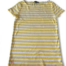 Ralph Lauren Womens Large Short Sleeve Sunny Yellow and White Striped Top