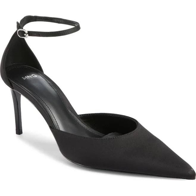 MANGO Women's Satin Court Shoes with Ankle Straps