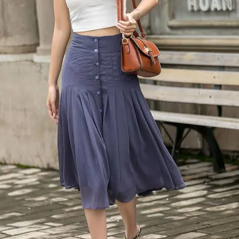 Women's Pleated Chiffon Midi Skirt