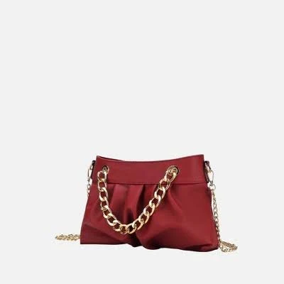 MKF Collection Women's Marvila Minimalist Vegan Leather Chain Ruched Shoulder Bag