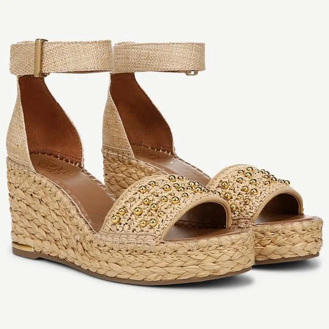 Franco Sarto Women's Clemens Raffia Espadrille Wedge Sandals